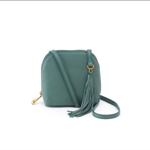 HOBO Crossbody Bag in Light Blue with Gold Accents - Picture 2 of 12